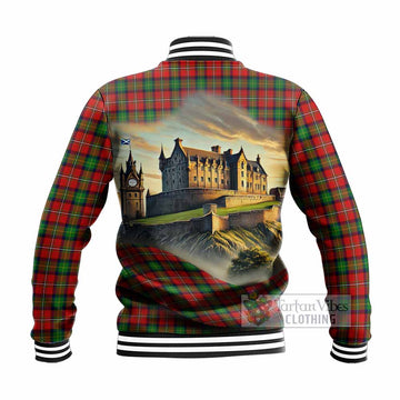 Fullerton Tartan Family Crest Baseball Jacket with Scottish Ancient Castle Style - Tartan Vibes Clothing