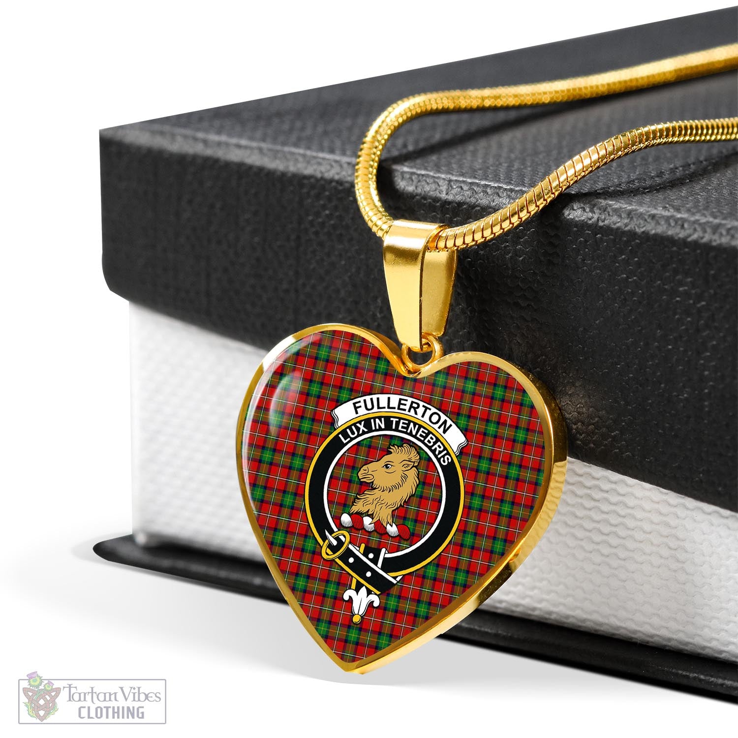 Tartan Vibes Clothing Fullerton Tartan Heart Necklace with Family Crest