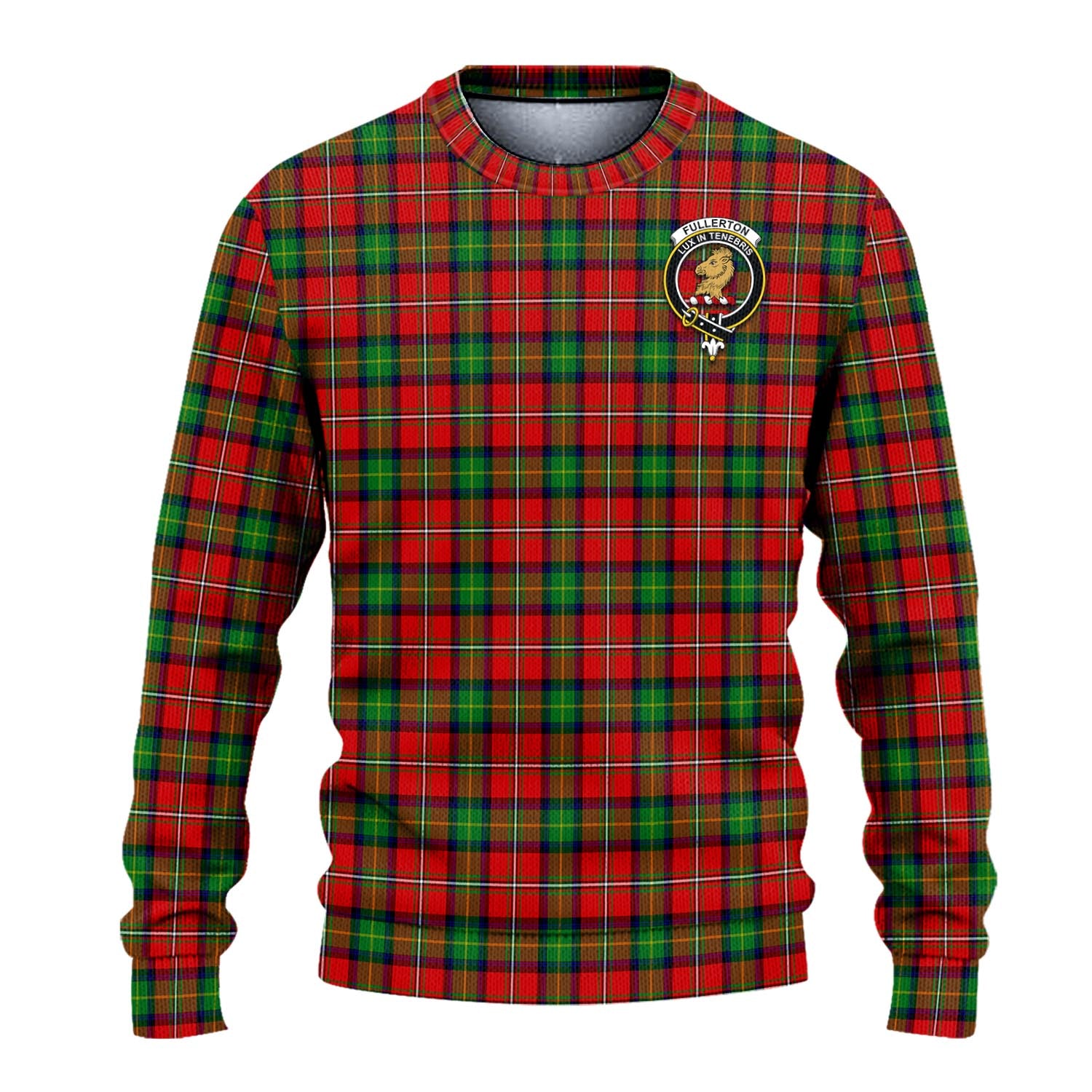 Fullerton Tartan Knitted Sweater with Family Crest - Tartanvibesclothing