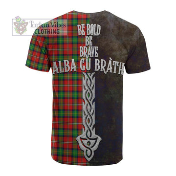 Fullerton Tartan Family Crest Cotton T-shirt Alba Gu Brath Be Brave Lion Ancient Style - Tartan Vibes Clothing