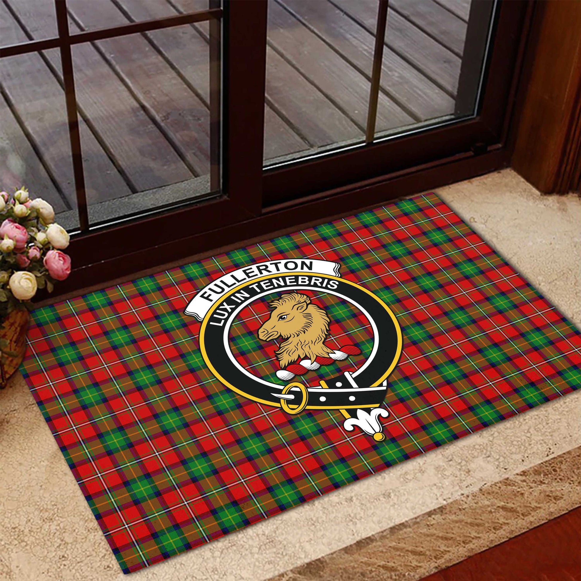 Fullerton Tartan Door Mat with Family Crest - Tartanvibesclothing