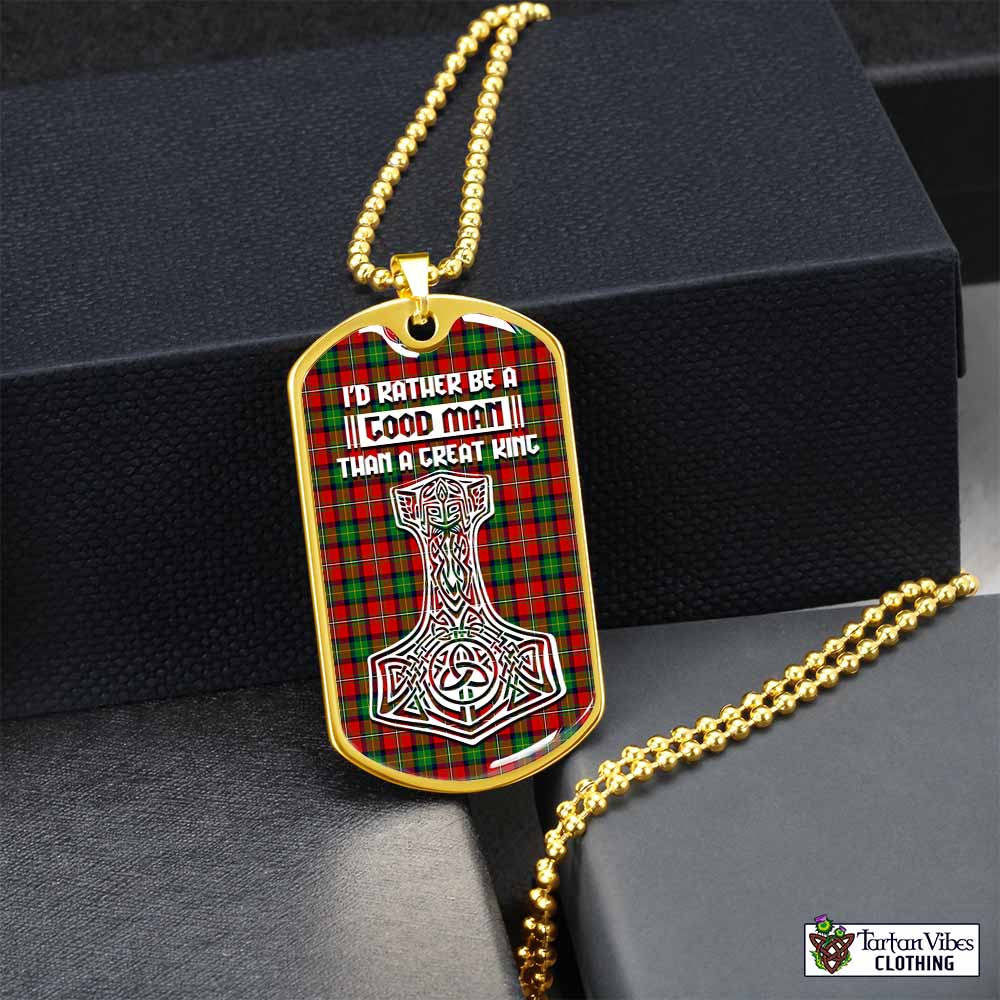 Fullerton Tartan Dog Tag Necklace Viking Mjolnir Style Gold No - Tartan Vibes Clothing
