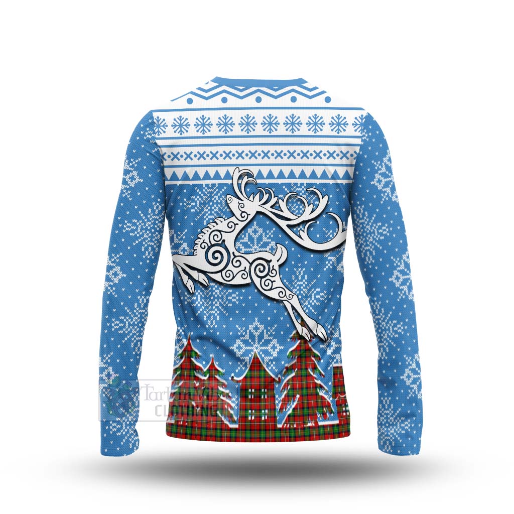 Tartan Vibes Clothing Fullerton Clan Christmas Long Sleeve T-Shirt Celtic Reindeer Style