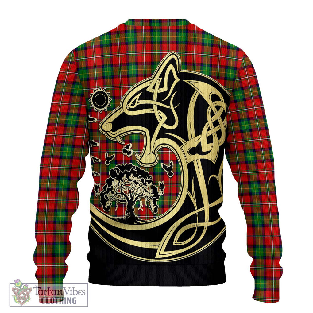 Fullerton Tartan Knitted Sweater with Family Crest Celtic Wolf Style - Tartan Vibes Clothing