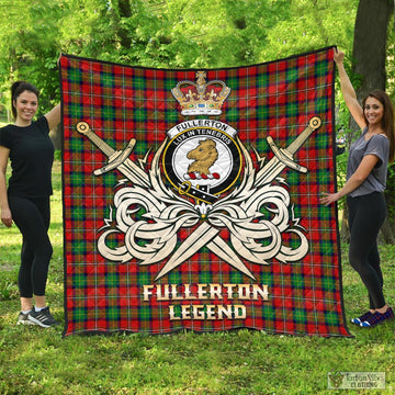 Fullerton Tartan Quilt with Clan Crest and the Golden Sword of Courageous Legacy