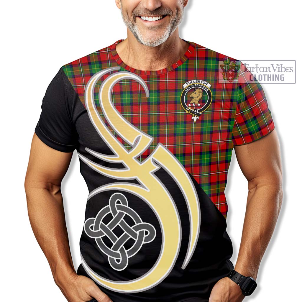 Tartan Vibes Clothing Fullerton Tartan T-Shirt with Family Crest and Celtic Symbol Style