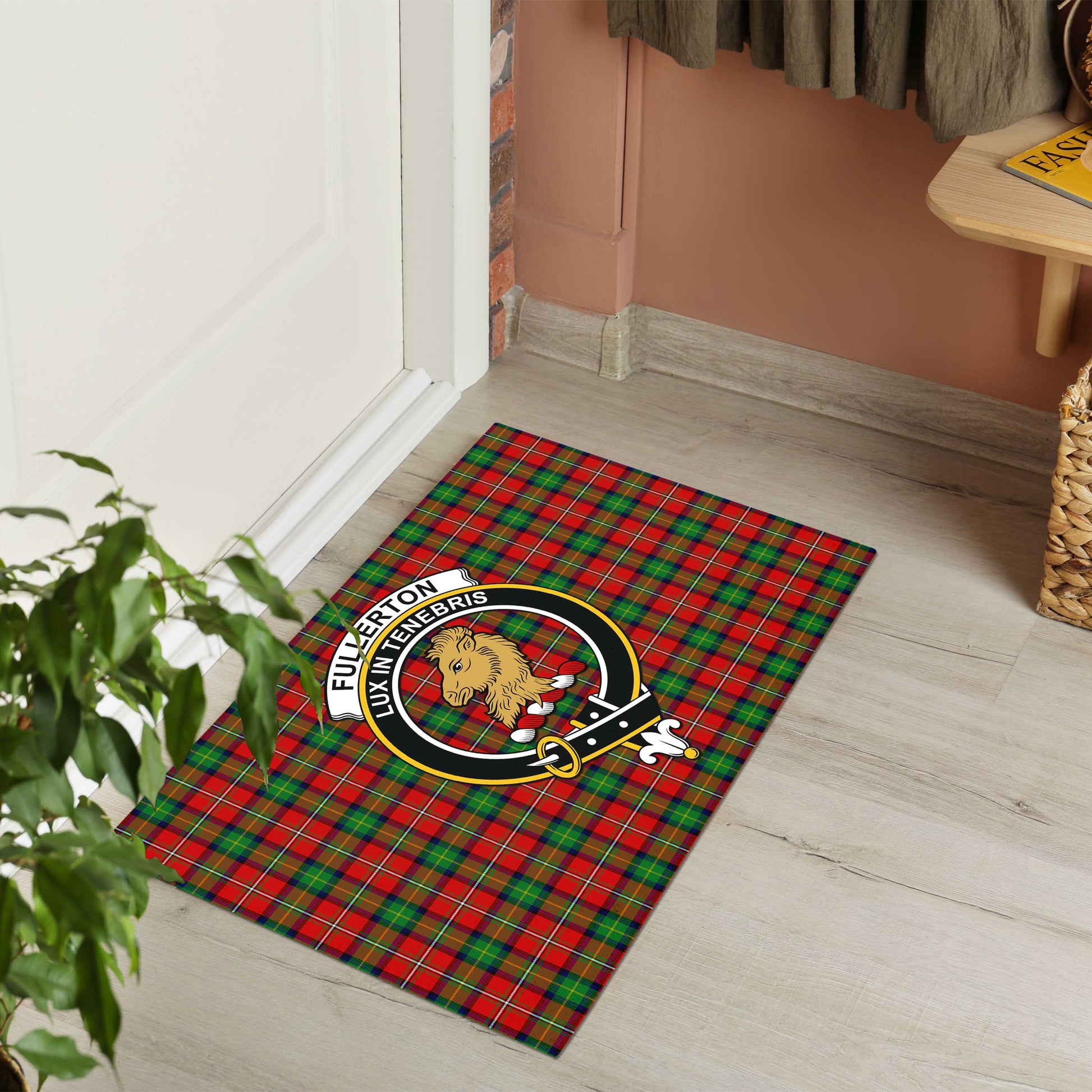 Fullerton Tartan Door Mat with Family Crest - Tartanvibesclothing