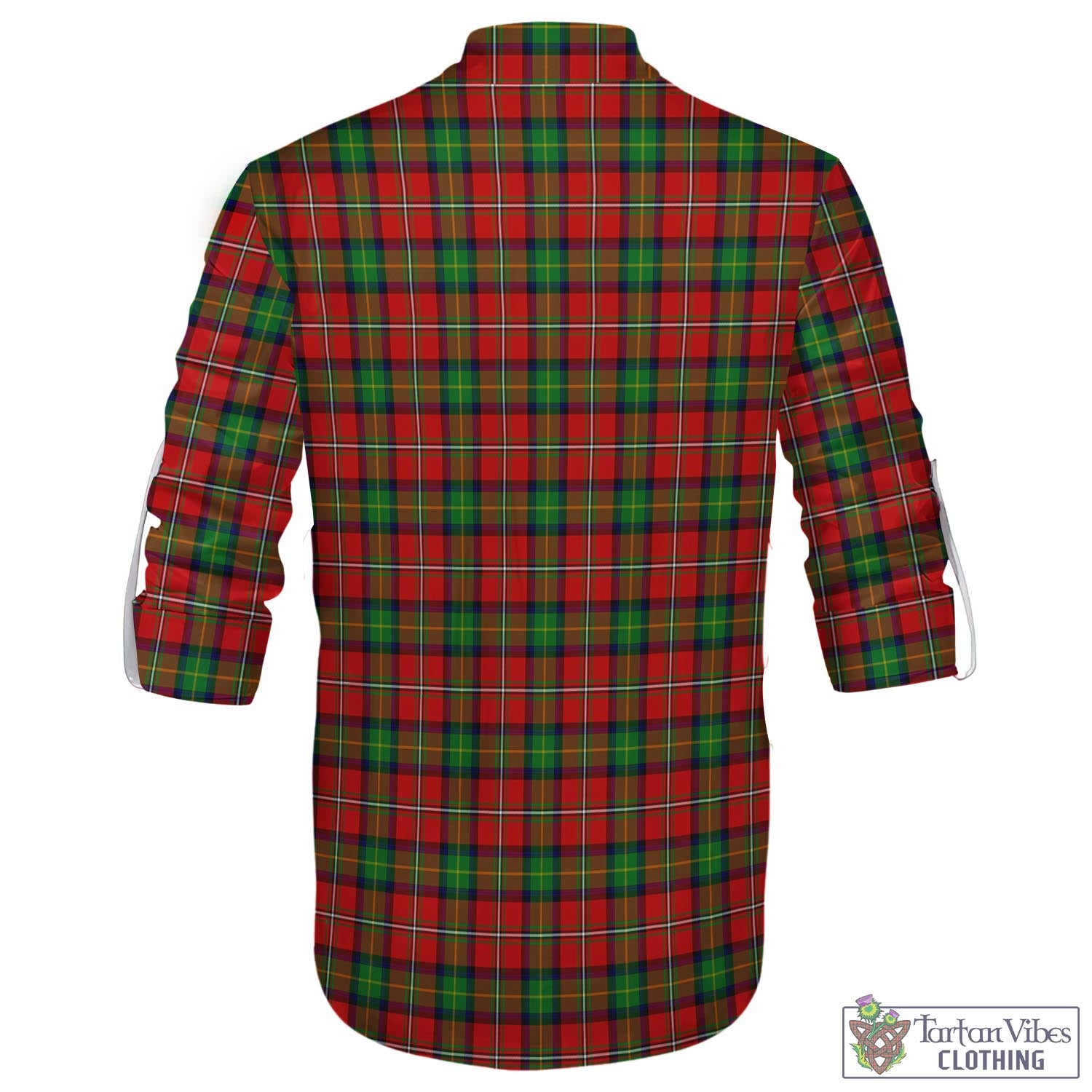 Tartan Vibes Clothing Fullerton Tartan Men's Scottish Traditional Jacobite Ghillie Kilt Shirt with Family Crest