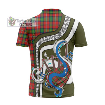 Fullerton Tartan Zipper Polo Shirt with Epic Bagpipe Style