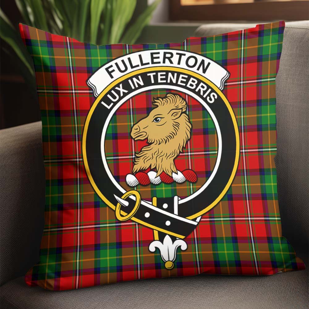 Fullerton Tartan Pillow Cover with Family Crest - Tartanvibesclothing