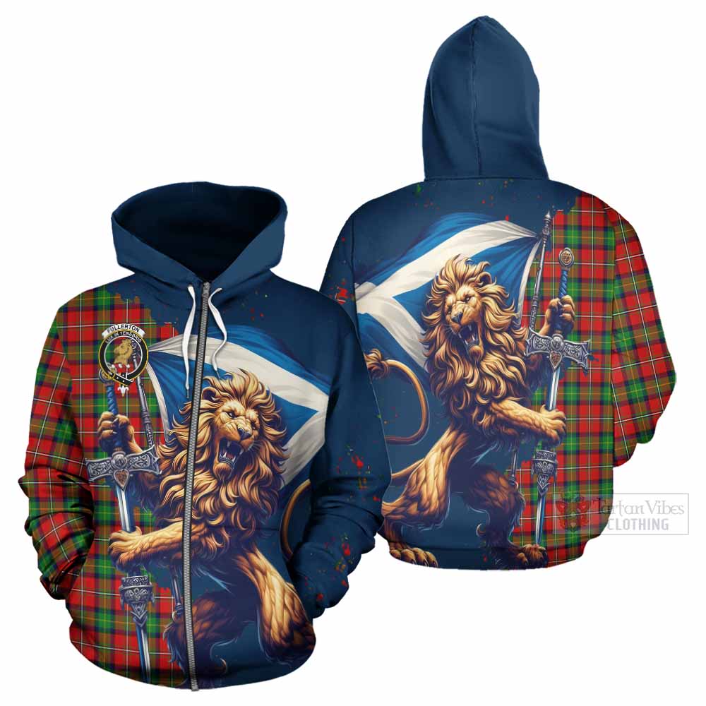 Tartan Vibes Clothing Fullerton Tartan Family Crest Hoodie with Scottish Majestic Lion