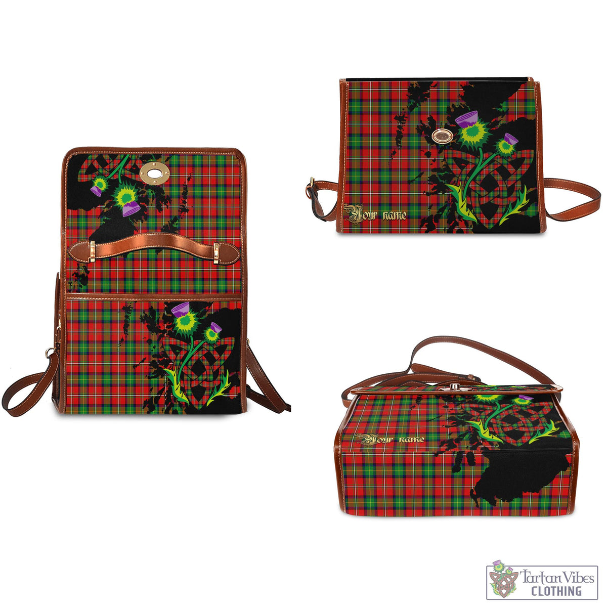 Fullerton Tartan Waterproof Canvas Bag with Scotland Map and Thistle Celtic Accents - Tartan Vibes Clothing