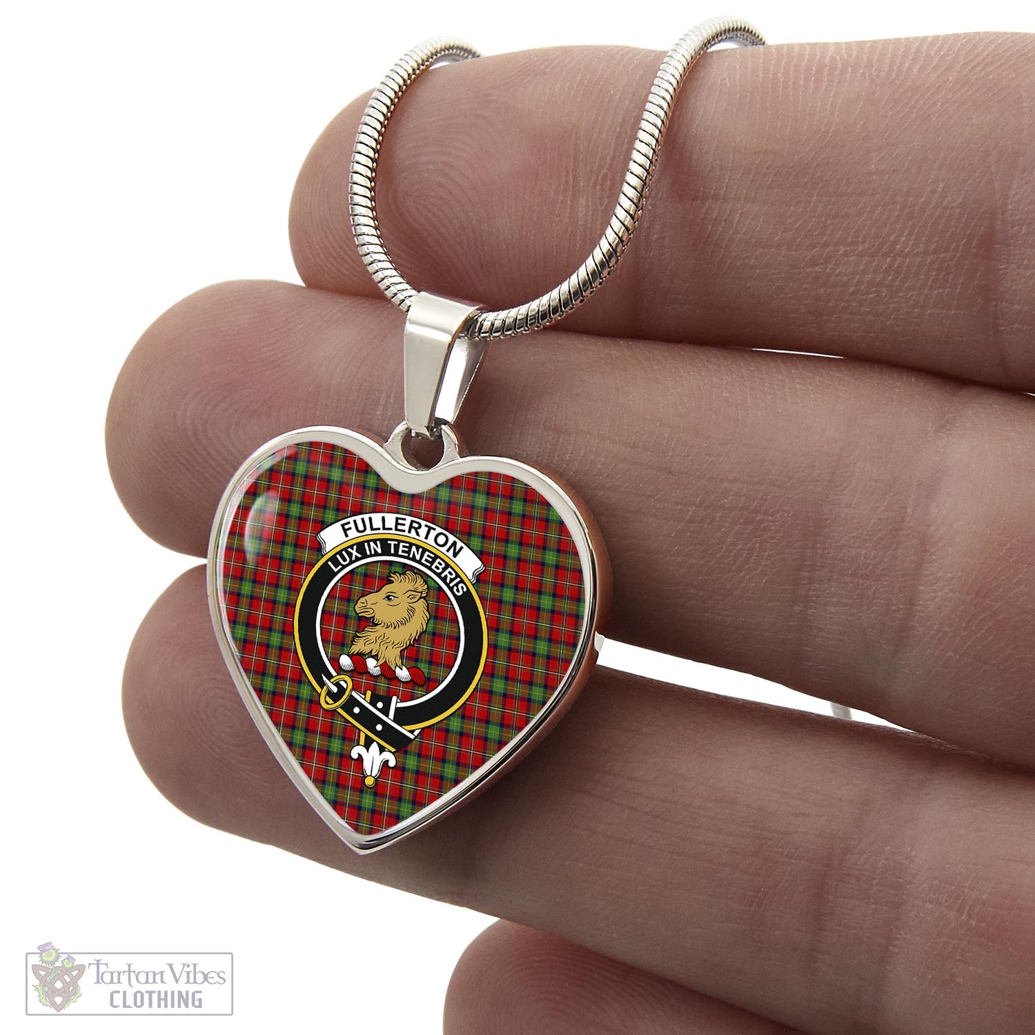 Tartan Vibes Clothing Fullerton Tartan Heart Necklace with Family Crest