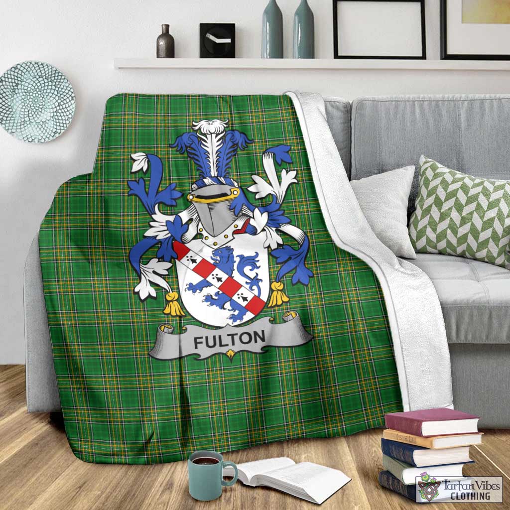 Fulton Irish Clan Tartan Blanket with Coat of Arms - Tartan Vibes Clothing
