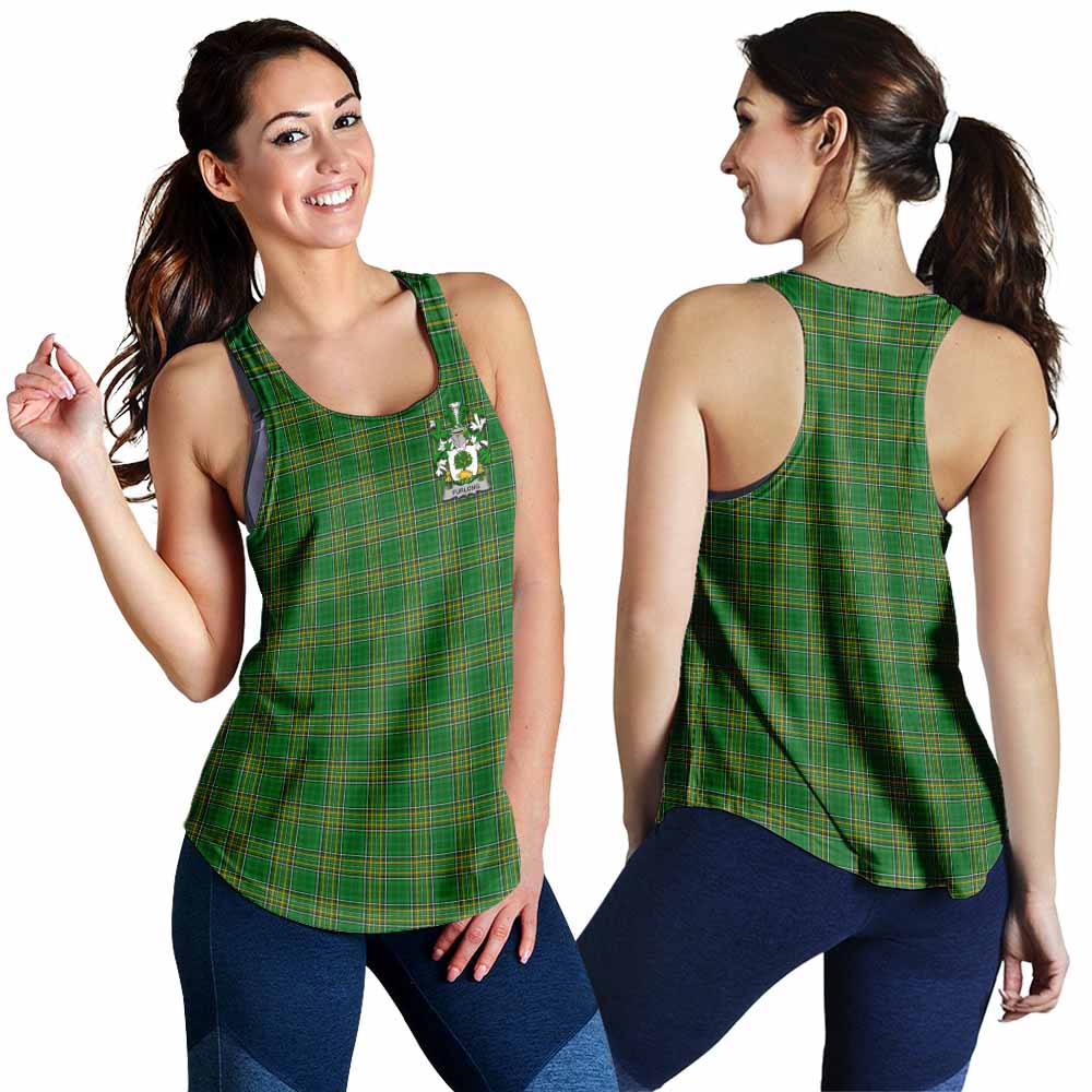 Furlong Irish Clan Tartan Women's Racerback Tanks with Coat of Arms 4XL - Tartan Vibes Clothing