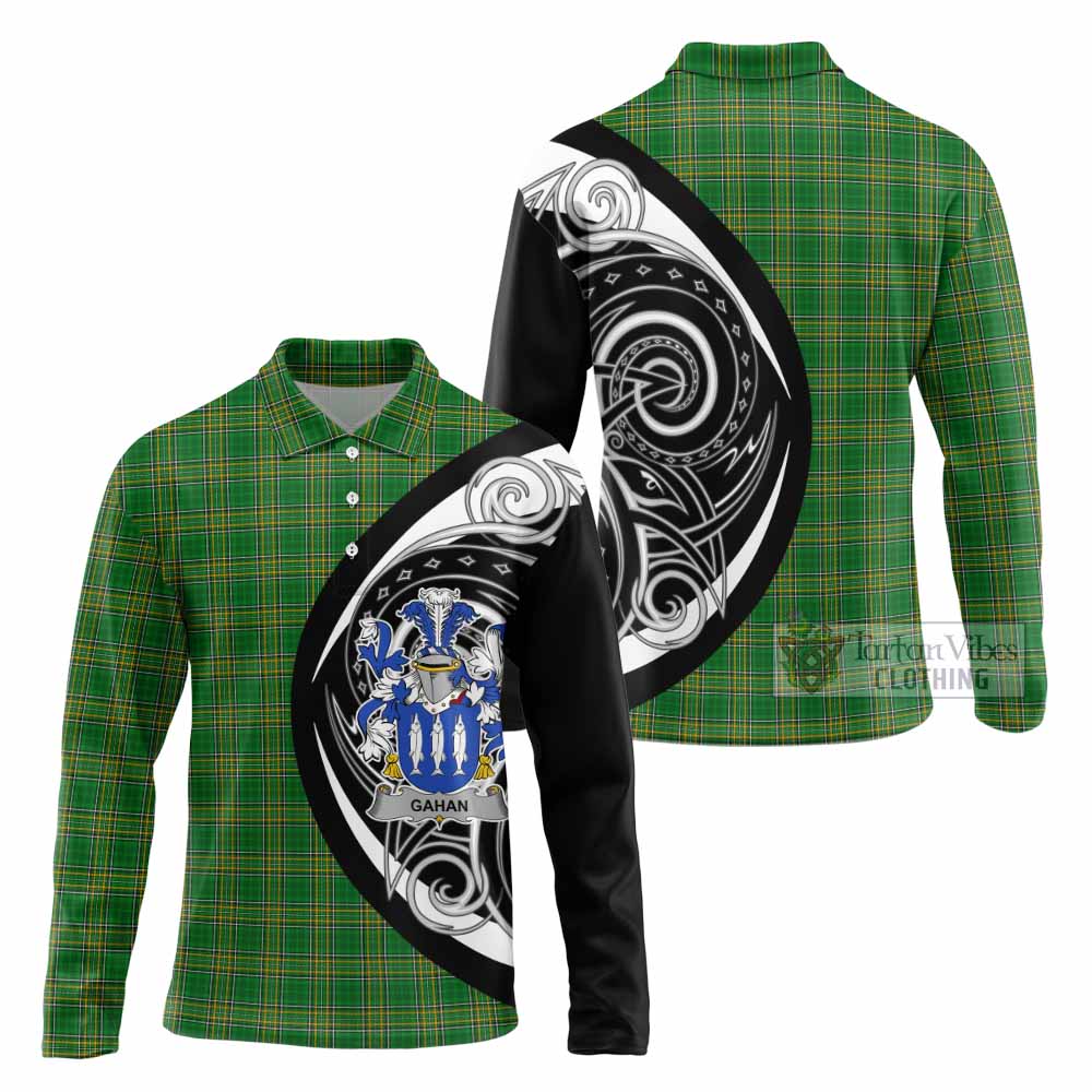 Gahan Irish Clan Long Sleeve Polo Shirt Celtic Circle Style - Tartan Vibes Clothing