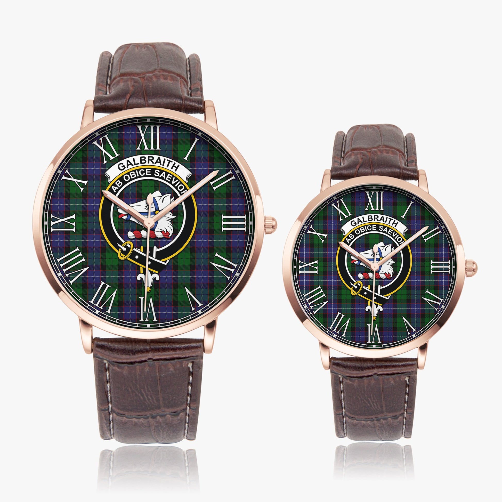 Galbraith Tartan Family Crest Leather Strap Quartz Watch - Tartanvibesclothing