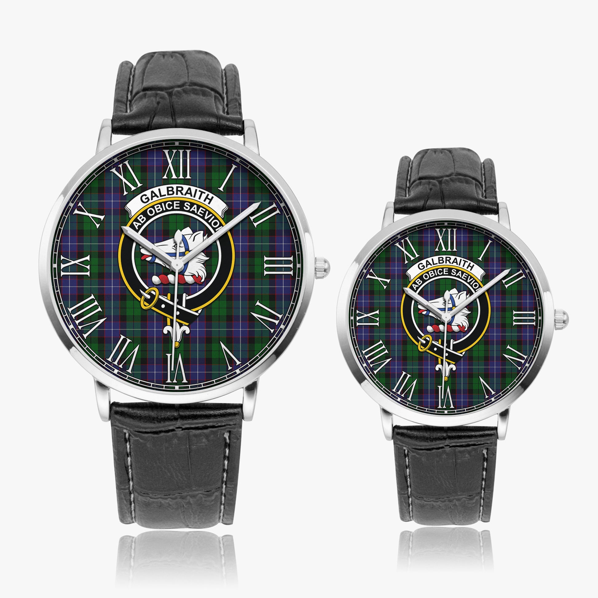 Galbraith Tartan Family Crest Leather Strap Quartz Watch - Tartanvibesclothing