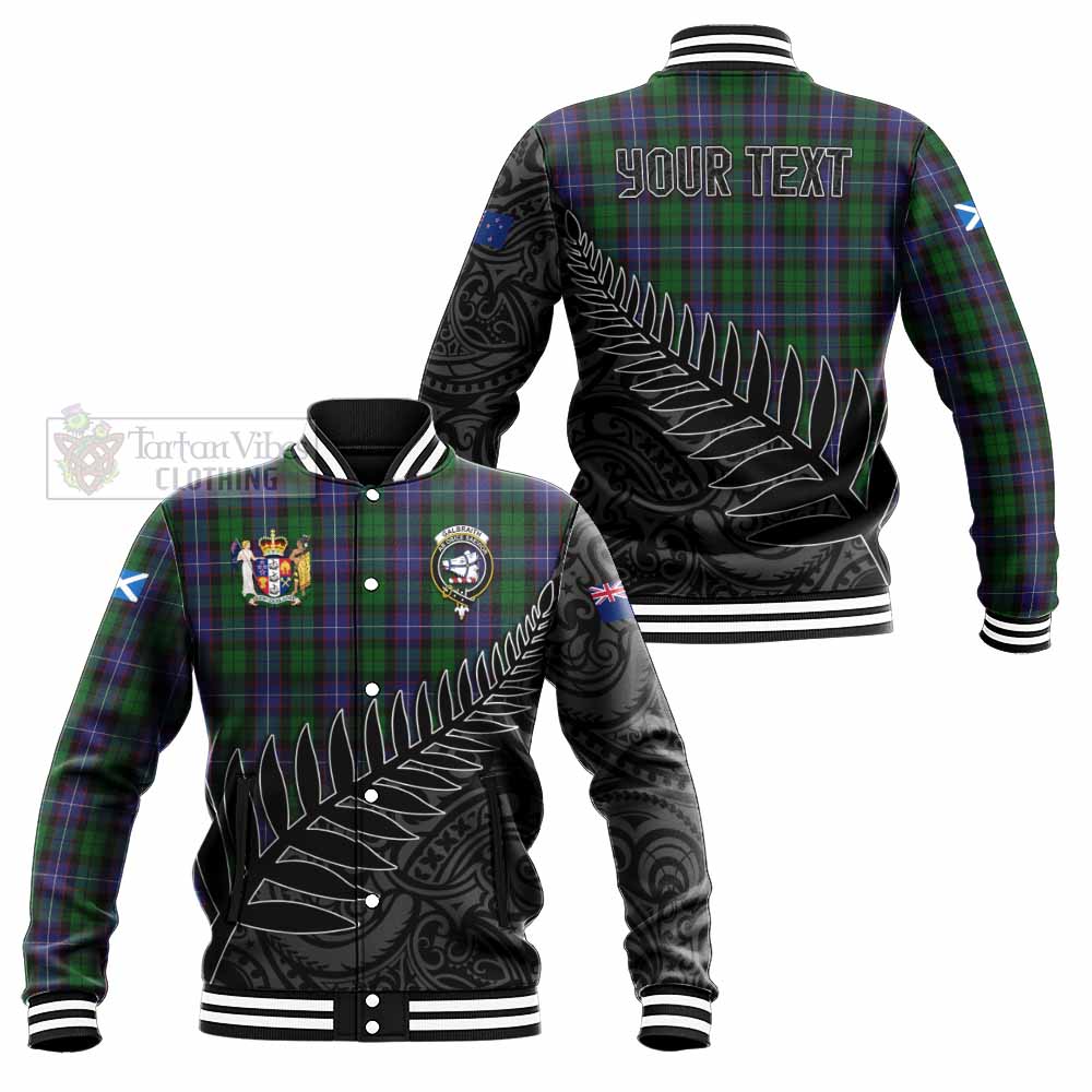 Tartan Vibes Clothing Galbraith Crest Tartan Baseball Jacket with New Zealand Silver Fern Half Style