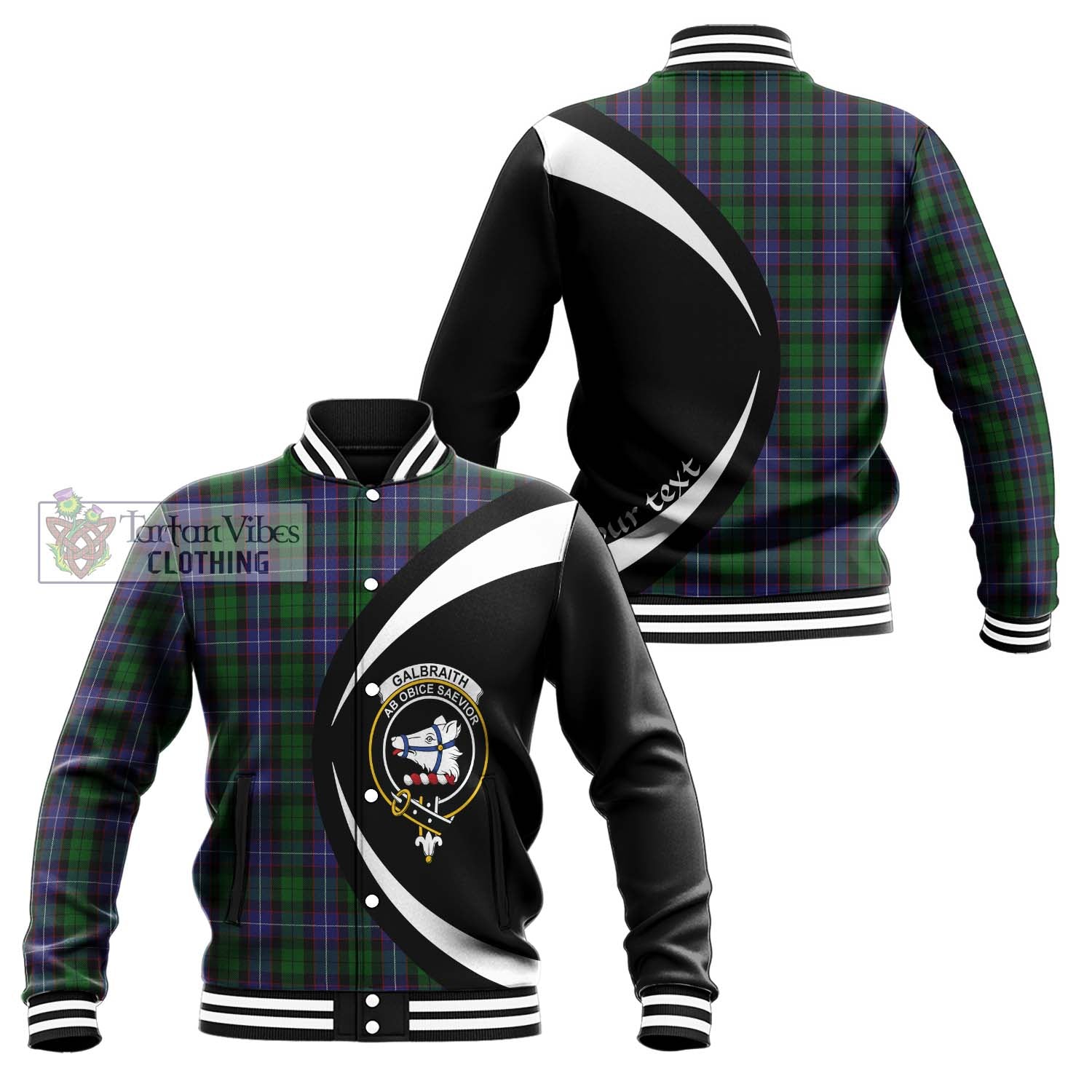 Galbraith Tartan Baseball Jacket with Family Crest Circle Style Unisex - Tartan Vibes Clothing