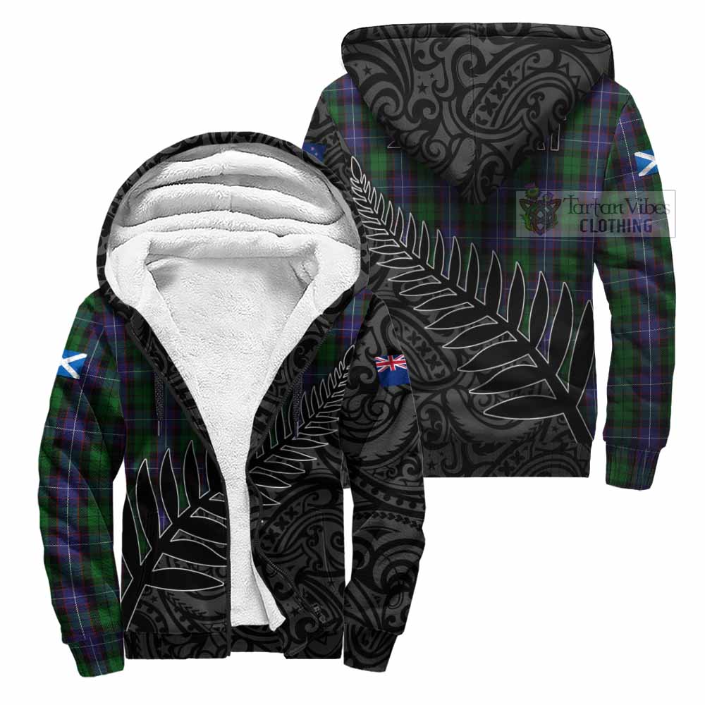 Tartan Vibes Clothing Galbraith Crest Tartan Sherpa Hoodie with New Zealand Silver Fern Half Style