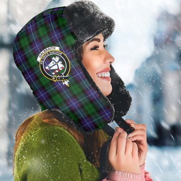 Galbraith Tartan Winter Trapper Hat with Family Crest