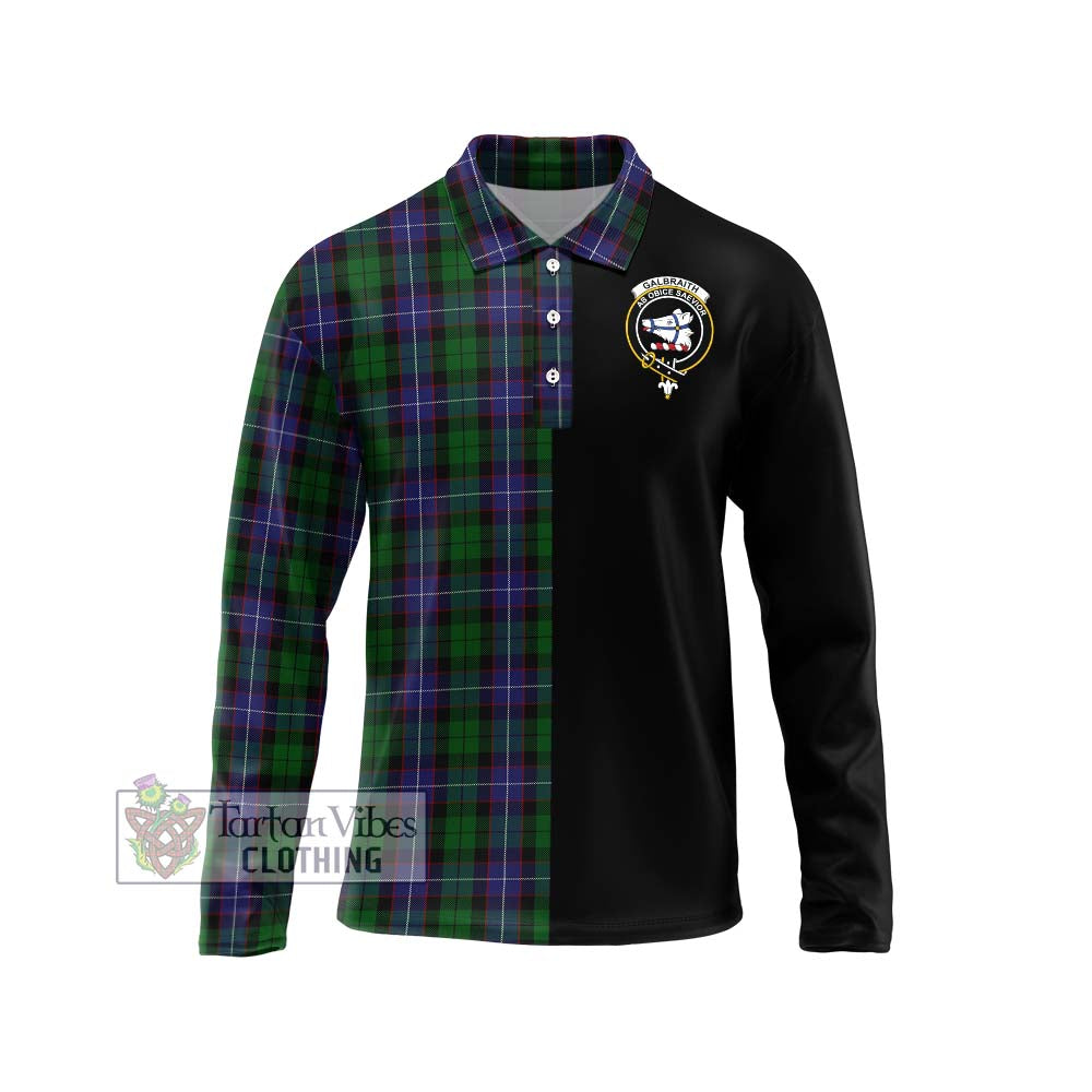 Galbraith Tartan Long Sleeve Polo Shirt with Family Crest and Half Of Me Style Unisex - Tartanvibesclothing Shop