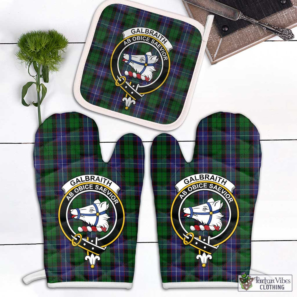 Galbraith Tartan Combo Oven Mitt & Pot-Holder with Family Crest Combo 1 Oven Mitt & 1 Pot-Holder White - Tartan Vibes Clothing