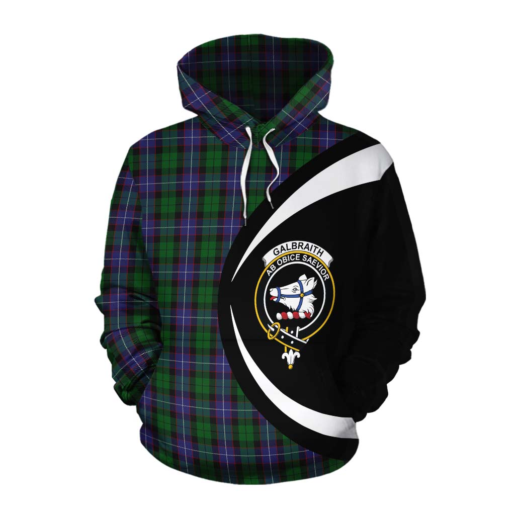 Tartan Vibes Clothing Galbraith Tartan Cotton Hoodie with Family Crest Circle Style