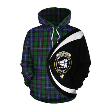 Galbraith Tartan Cotton Hoodie with Family Crest Circle Style