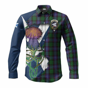 Galbraith Tartan Family Crest Long Sleeve Button Shirt Scottish Thistle Celtic Inspired Men's Shirt S - Tartan Vibes Clothing