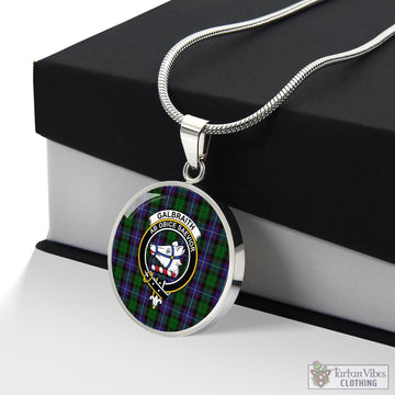 Galbraith Tartan Circle Necklace with Family Crest