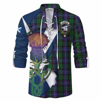 Galbraith Tartan Family Crest Ghillie Kilt Shirt Scottish Thistle Celtic Inspired Men - Tartan Vibes Clothing