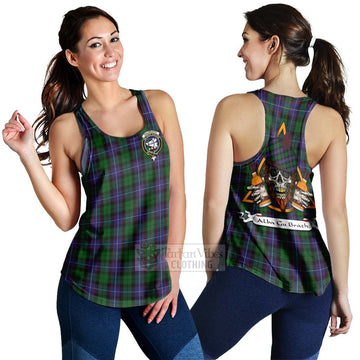 Galbraith Tartan Women's Racerback Tanks with Family Crest and Bearded Skull Holding Bottles of Whiskey