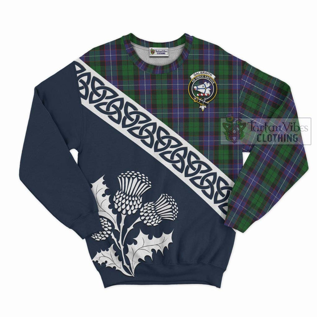 Tartan Vibes Clothing Galbraith Tartan Sweatshirt Featuring Thistle and Scotland Map