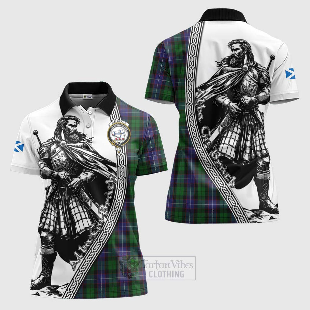 Tartan Vibes Clothing Galbraith Tartan Clan Crest Women's Polo Shirt with Highlander Warrior Celtic Style