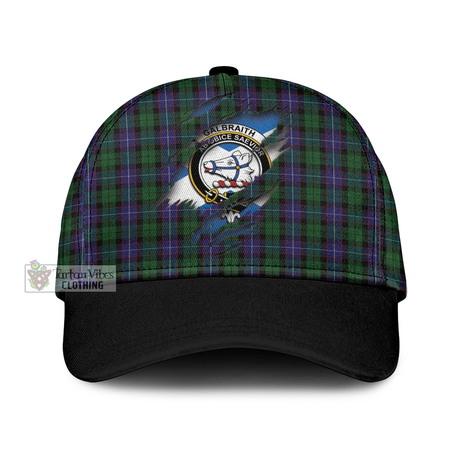 Tartan Vibes Clothing Galbraith Tartan Classic Cap with Family Crest In Me Style