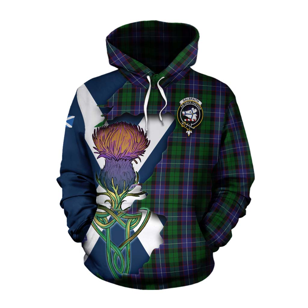 Galbraith Tartan Family Crest Cotton Hoodie Scottish Thistle Celtic Inspired Pullover Hoodie XS - Tartan Vibes Clothing