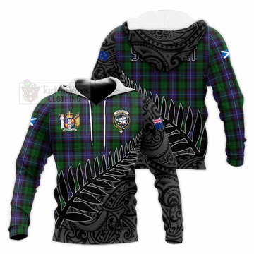 Galbraith Crest Tartan Knitted Hoodie with New Zealand Silver Fern Half Style