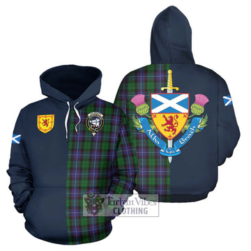 Galbraith Tartan Hoodie Alba with Scottish Lion Royal Arm Half Style