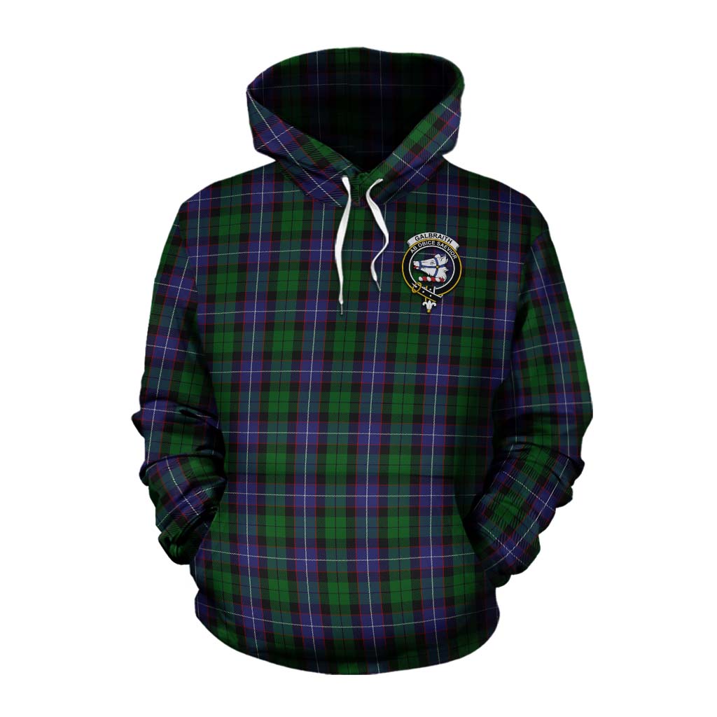 Tartan Vibes Clothing Galbraith Tartan Cotton Hoodie with Family Crest Celtic Skull Style