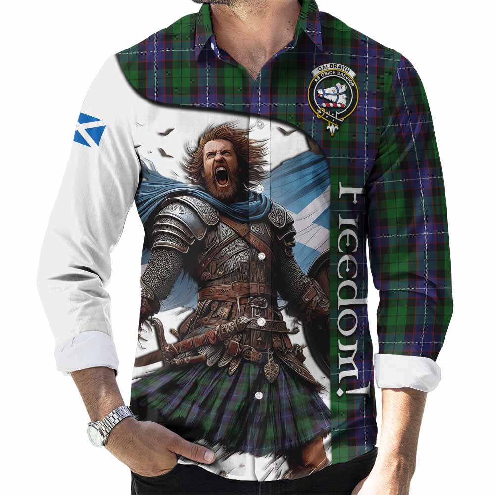 Tartan Vibes Clothing Galbraith Crest Tartan Long Sleeve Button Shirt Inspired by the Freedom of Scottish Warrior