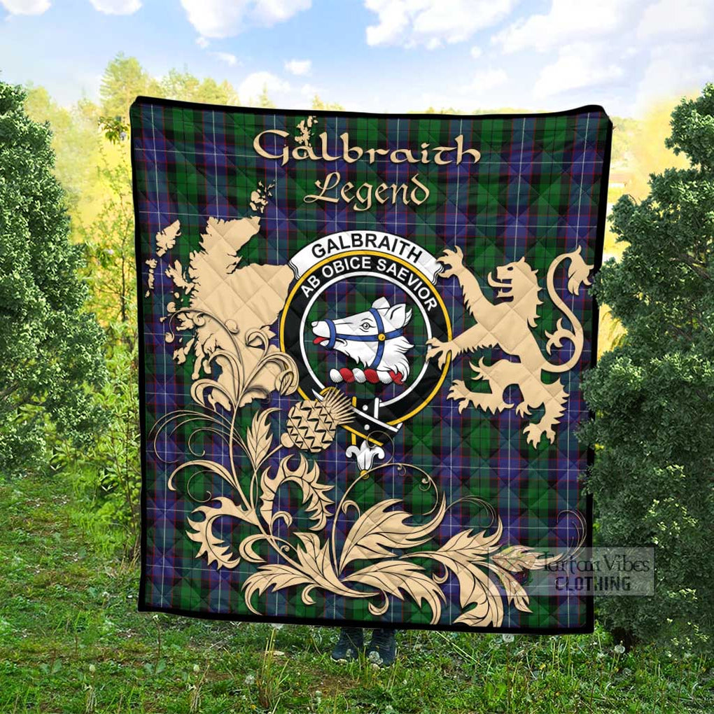 Tartan Vibes Clothing Galbraith Tartan Quilt with Family Crest and Scottish Symbol Style