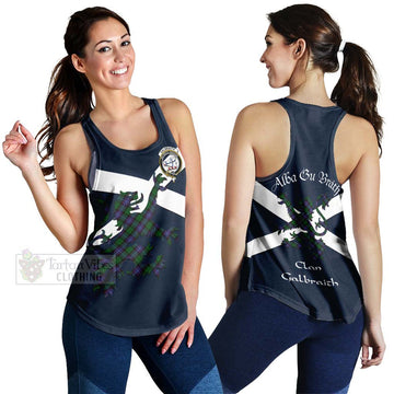 Galbraith Tartan Lion Rampant Women's Racerback Tanks  Proudly Display Your Heritage with Alba Gu Brath and Clan Name