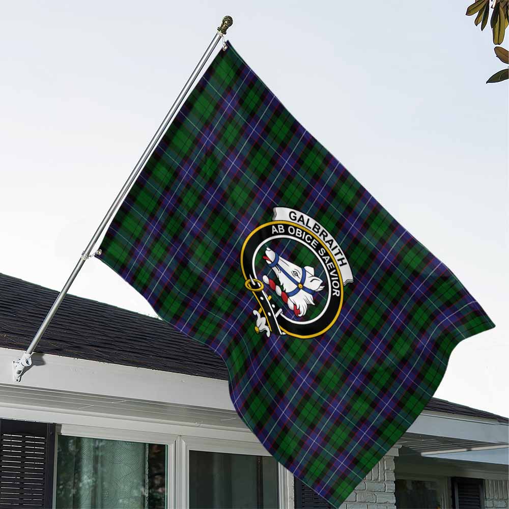 Tartan Vibes Clothing Galbraith Tartan House Flag with Family Crest