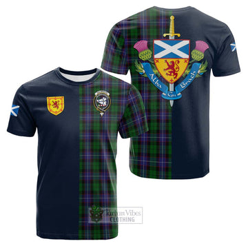 Galbraith Tartan Cotton T-shirt Alba with Scottish Lion Royal Arm Half Style