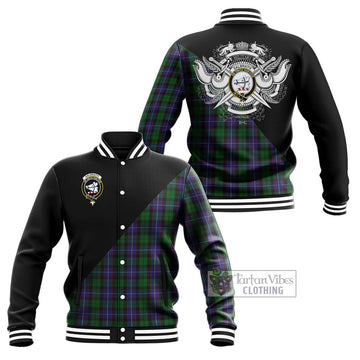 Galbraith Tartan Baseball Jacket with Family Crest and Military Logo Style