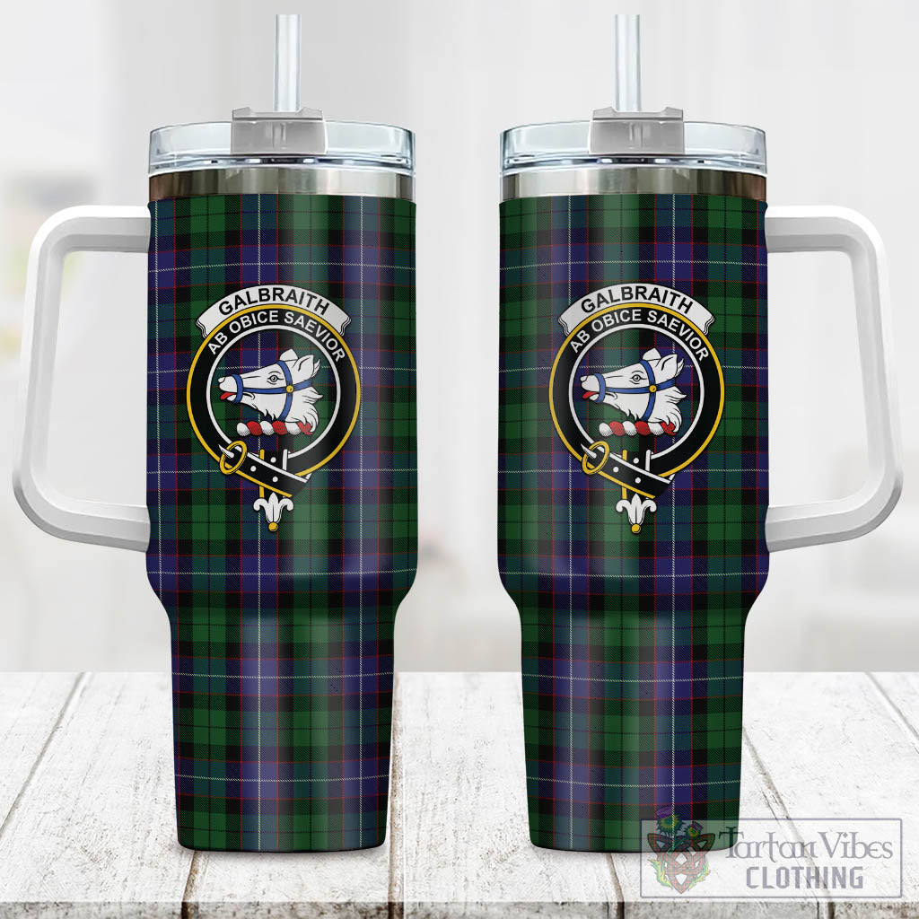 Tartan Vibes Clothing Galbraith Tartan and Family Crest Tumbler with Handle