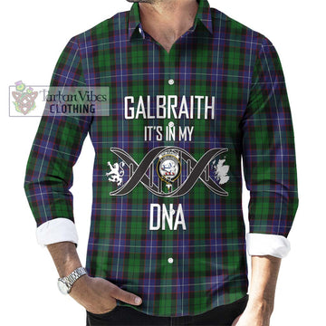 Galbraith Tartan Long Sleeve Button Shirt with Family Crest DNA In Me Style