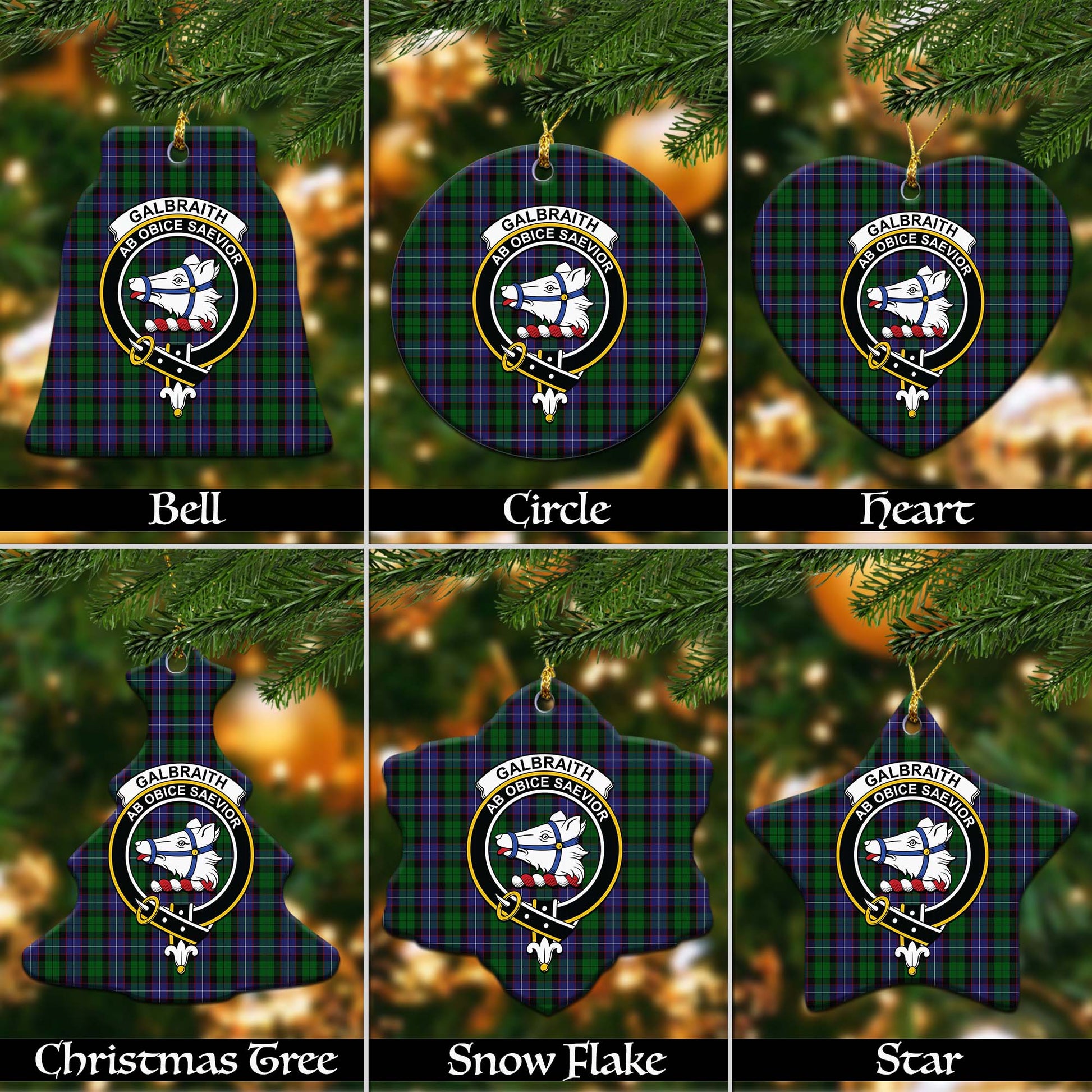 Galbraith Tartan Christmas Ornaments with Family Crest - Tartanvibesclothing